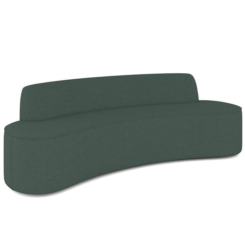 Sofá 3 Lugares Curvo Sala De Estar Living Cancún D02 Linho Verde Musgo 180 Cm C-117 - 1