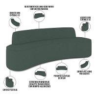 Sofá 3 Lugares Curvo Sala De Estar Living Cancún D02 Linho Verde Musgo 180 Cm C-117 - 2