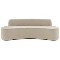 Sofá 3 Lugares Curvo Sala De Estar Living Cancún D02 Veludo Bege 210 Cm C-309 - 7