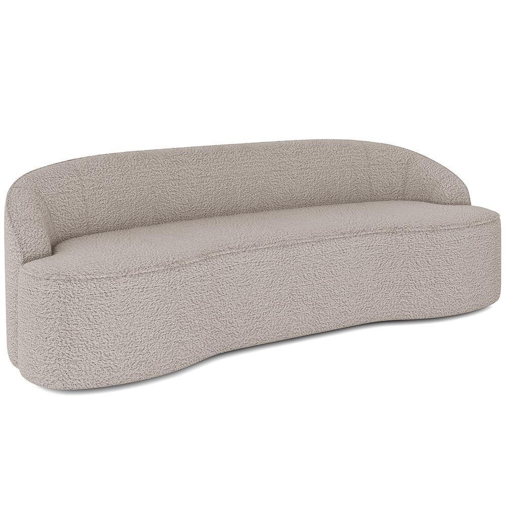 Sofá 3 Lugares Curvo Sala De Estar Living Lótus D02 Bouclê Bege 210 Cm B-62 - 1