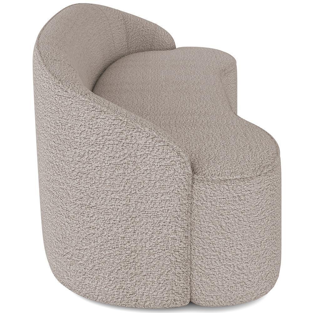 Sofá 3 Lugares Curvo Sala De Estar Living Lótus D02 Bouclê Bege 210 Cm B-62 - 2