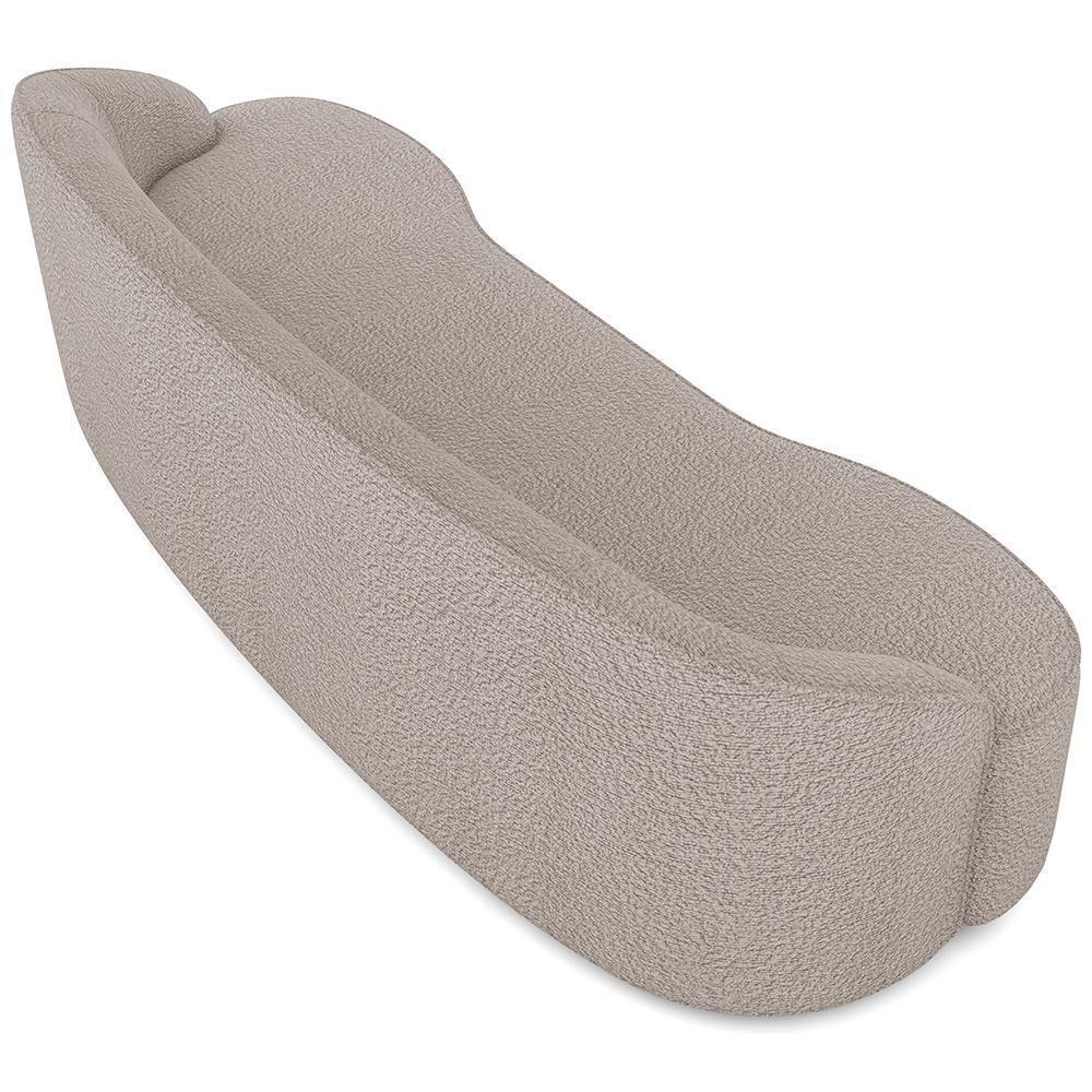 Sofá 3 Lugares Curvo Sala De Estar Living Lótus D02 Bouclê Bege 210 Cm B-62 - 4