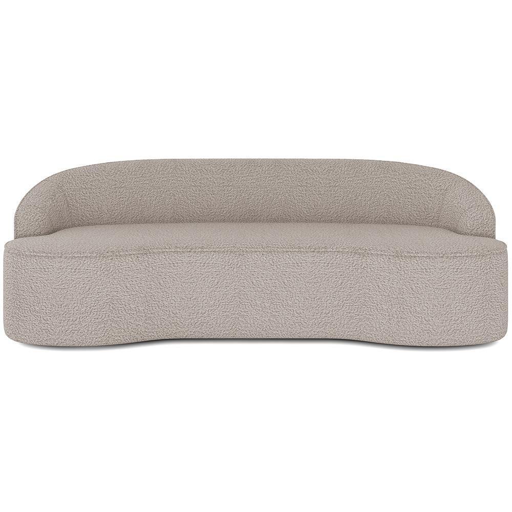 Sofá 3 Lugares Curvo Sala De Estar Living Lótus D02 Bouclê Bege 210 Cm B-62 - 6