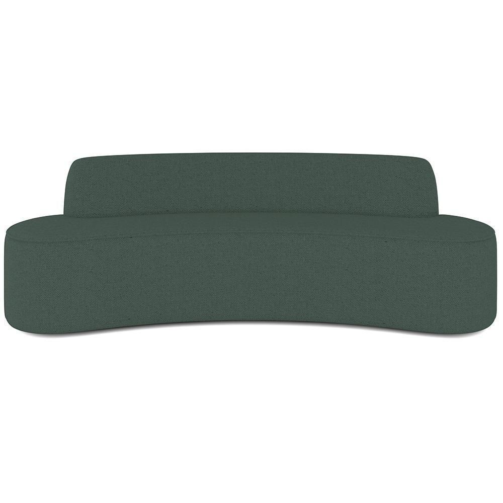 Sofá 3 Lugares Curvo Sala De Estar Living Cancún D02 Linho Verde Musgo 210 Cm C-117 - 3