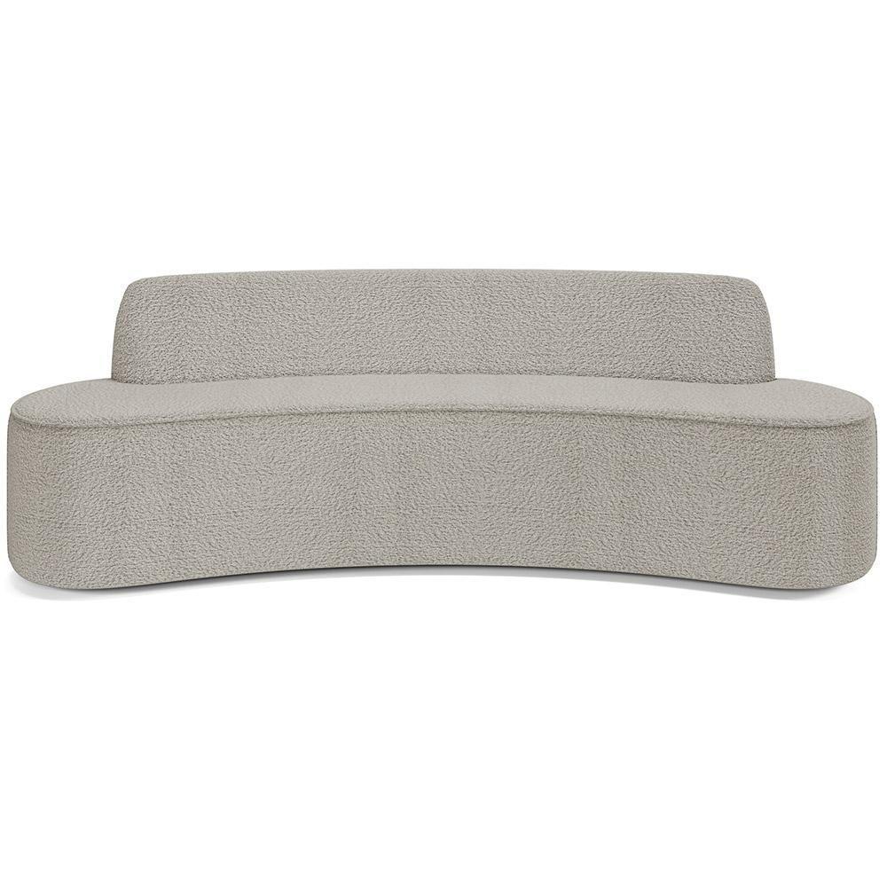 Sofá 3 Lugares Curvo Sala De Estar Living Cancún D02 Bouclê Bege 210 Cm B-62 - 5