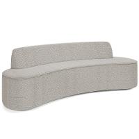 Sofá 3 Lugares Curvo Sala De Estar Living Cancún D02 Bouclê Bege 210 Cm B-62 - 1