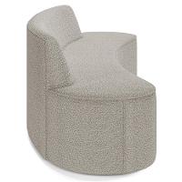 Sofá 3 Lugares Curvo Sala De Estar Living Cancún D02 Bouclê Bege 210 Cm B-62