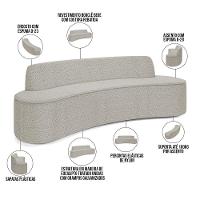 Sofá 3 Lugares Curvo Sala De Estar Living Cancún D02 Bouclê Bege 210 Cm B-62 - 7