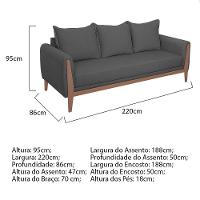 Sofá 3 Lugares Argentina Linho - Adj Decor Cor Cinza Escuro - 7