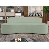 Sofá 3 Lugares Curvo Sala De Estar Living Cancún D02 Linho Verde 180 Cm D-477
