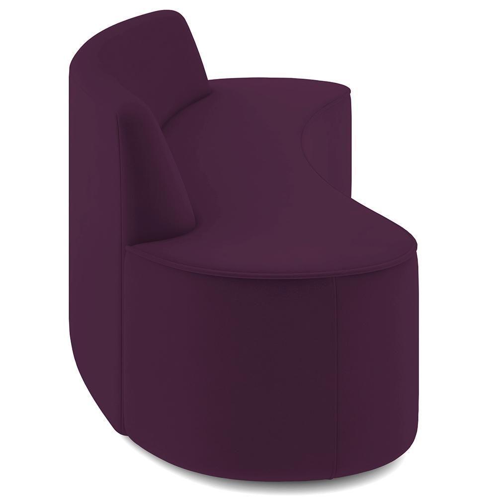 Sofá 3 Lugares Curvo Sala De Estar Living Cancún D02 Veludo Roxo 210 Cm C-292 - 5