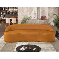 Sofá 3 Lugares Curvo Sala De Estar Living Lótus D02 Couríssimo Whisky 210 Cm B-90