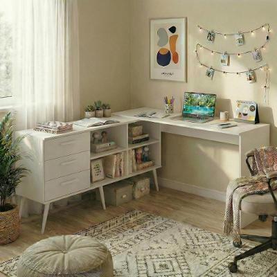 Escrivaninha De Estudos Em L Com 3 Gavetas Porto Multimóveis Mp6045 Branco