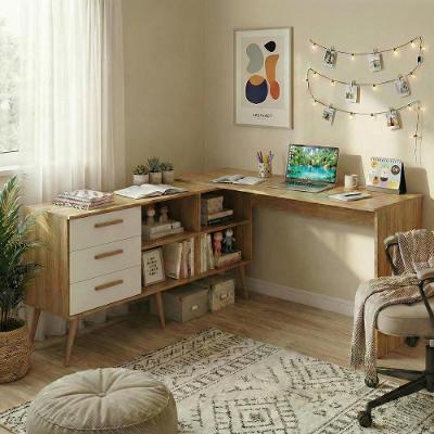 Escrivaninha De Estudos Em L Com 3 Gavetas Porto Multimóveis Mp6045 Madeirado/branco