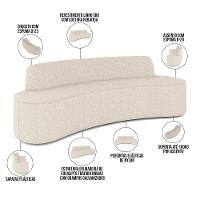 Sofá 3 Lugares Curvo Sala De Estar Living Cancún D02 Linho Cru 180 Cm D-461 - 5