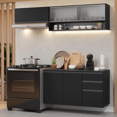 Armário De Cozinha Compacta 200 Cm Suspenso Preto Nice Madesa 11 Preto