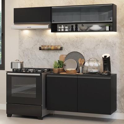 Armário De Cozinha Compacta 200 Cm Suspenso Preto Nice Madesa 08 Preto