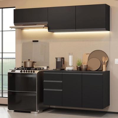 Armário De Cozinha Compacta 200 Cm Suspenso Preto Nice Madesa 05 Preto
