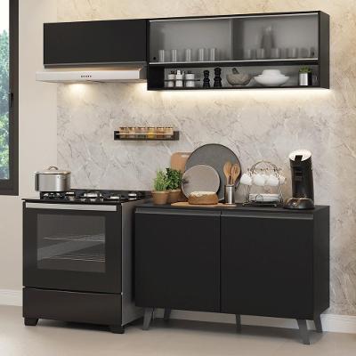 Armário De Cozinha Compacta 200 Cm Preto Nice Madesa 09 Preto