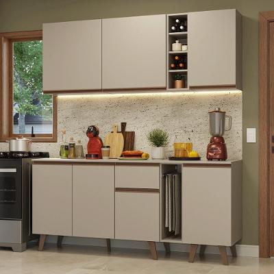 Armário De Cozinha Compacta 180 Cm Crema Nice Madesa 01 Preto