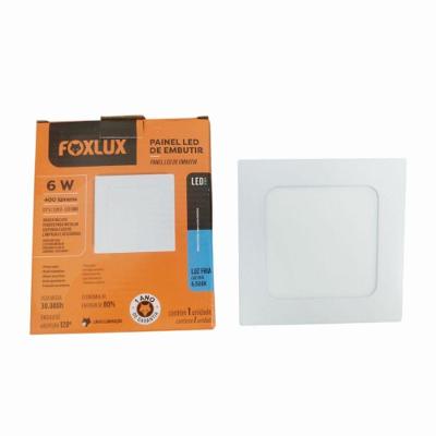 Painel Led De Embutir Quadrado Foxlux 6w 6500k Luz Fria