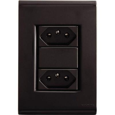 Conjunto 4x2 Tramontina Liz Grafite 2 Tomadas 2p+t 10a~250v