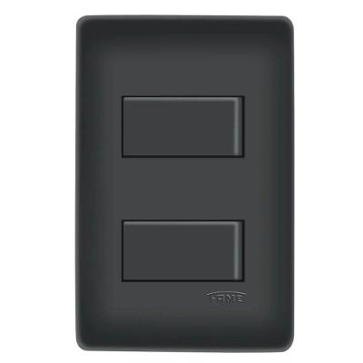 Conjunto 4x2 Fame Habitat Black - 2 Interruptores Simples Distanciados 10a~250v