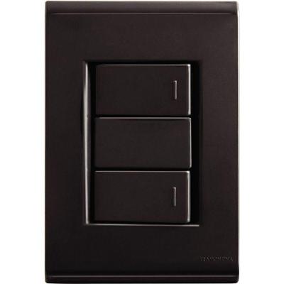 Conjunto 4x2 Tramontina Liz Grafite 2 Interruptores Simples 10a~250v