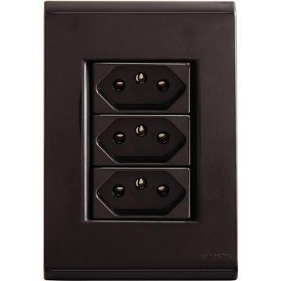 Conjunto 4x2 Tramontina Liz Grafite 3 Tomadas 2p+t 10a~250v