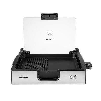 Grill Elétrico Mondial G-10 Due Grill Premium com Tampa de Vidro e Controle de Temperatura 1500W