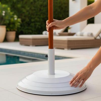 Base Para Ombrelone E Guarda-sol 3,00m 2,40m Nossa Kasa Alumínio E Concreto 19,5kg Branco