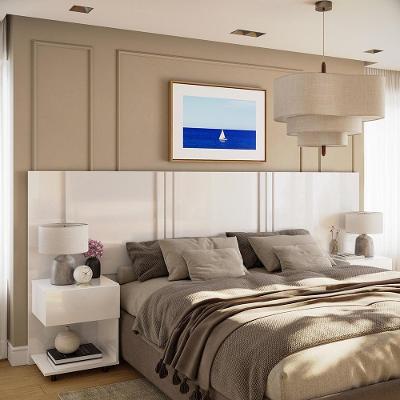 Cabeceira Casal Para Cama Queen / King Com 2 Mesas Branco Sleep Movelove Branco