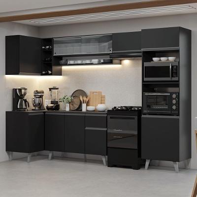 Armário De Cozinha Completa De Canto 385 Cm Preto Nice Madesa 04 Preto