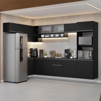 Armário De Cozinha Completa De Canto Suspenso 465 Cm Preto Nice Madesa 02 Preto