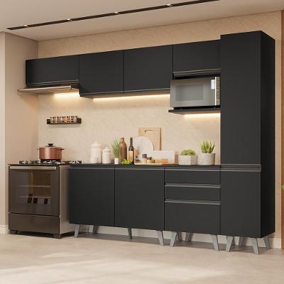 Armário De Cozinha Completa 300 Cm Preto Nice Madesa 05 Preto