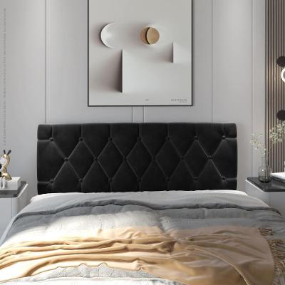 Cabeceira Almofadada Paris 90 Cm - Suspensa Suede Mdf Preto - Movelove