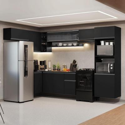 Armário De Cozinha Completa De Canto Suspenso 465 Cm Preto Nice Madesa 07 Preto