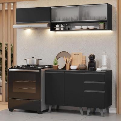 Armário De Cozinha Compacta 200 Cm Preto Nice Madesa 13 Preto