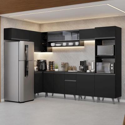 Armário De Cozinha Completa De Canto 465 Cm Preto Nice Madesa 05 Preto