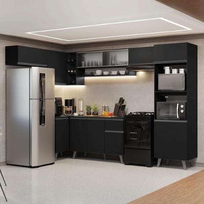 Armário De Cozinha Completa De Canto 465 Cm Preto Nice Madesa 08 Preto