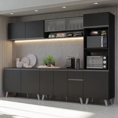 Armário De Cozinha Completa 300Cm Preto Nice Madesa 02 Preto