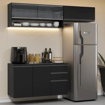 Armário De Cozinha Compacta 200 Cm Suspenso Preto Nice Madesa 12 Xa Preto