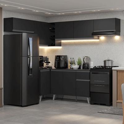 Armário De Cozinha Completa De Canto 405 Cm Preto Nice Madesa 02 Preto