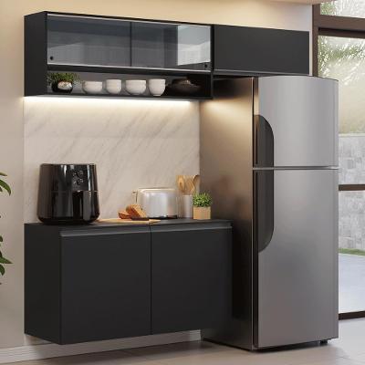 Armário De Cozinha Compacta 200 Cm Suspenso Preto Nice Madesa 08 Xa Preto