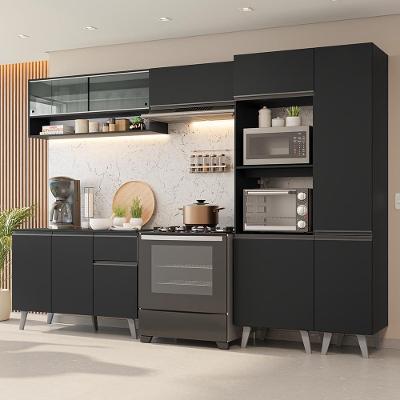 Armário De Cozinha Completa 300 Cm Preto Nice Madesa 09 Preto