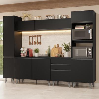 Armário De Cozinha Completa 280Cm Preto Nice Madesa 01 Preto