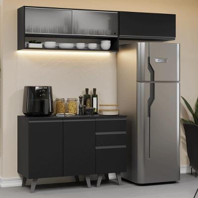 Armário De Cozinha Compacta 200 Cm Preto Nice Madesa 13 Xa Preto