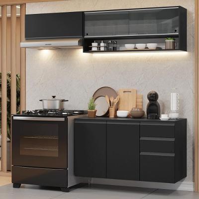 Armário De Cozinha Compacta 200 Cm Suspenso Preto Nice Madesa 12 Preto