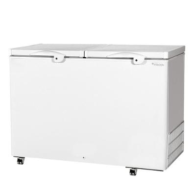 Freezer Conservador Horizontal Fricon 411 Litros Dupla Ação 2 Tampas De Chapa Branco HCED 411C 110V