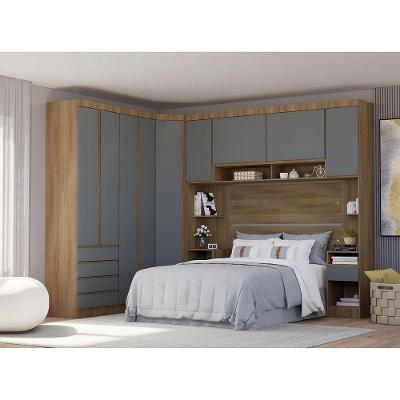 Guarda Roupa Casal Modulado Canto 9 Portas 6 Gavetas Veneza Avelã Pf-cinza Supremo Pf